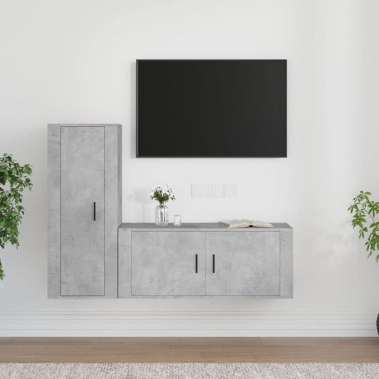 vidaXL 2 Piece TV Cabinet Set Concrete Grey Engineered Wood