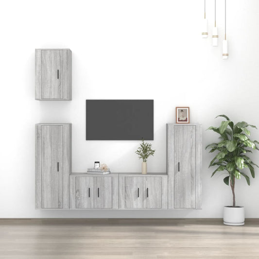 vidaXL 5 Piece TV Cabinet Set Grey Sonoma Engineered Wood