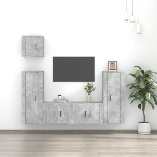 vidaXL 5 Piece TV Cabinet Set Concrete Grey Engineered Wood