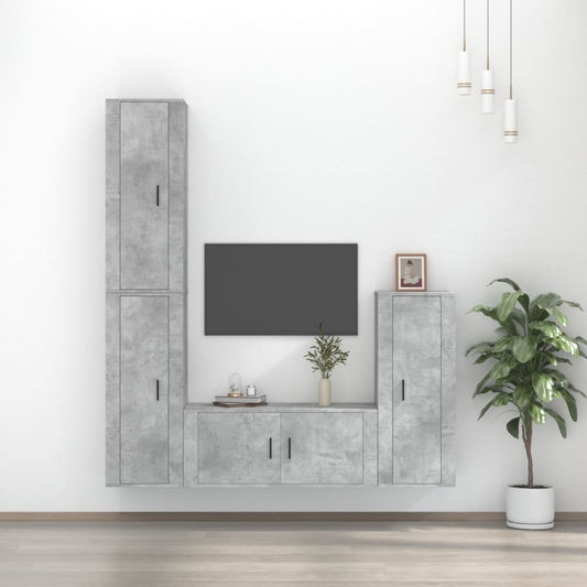 vidaXL 4 Piece TV Cabinet Set Concrete Grey Engineered Wood