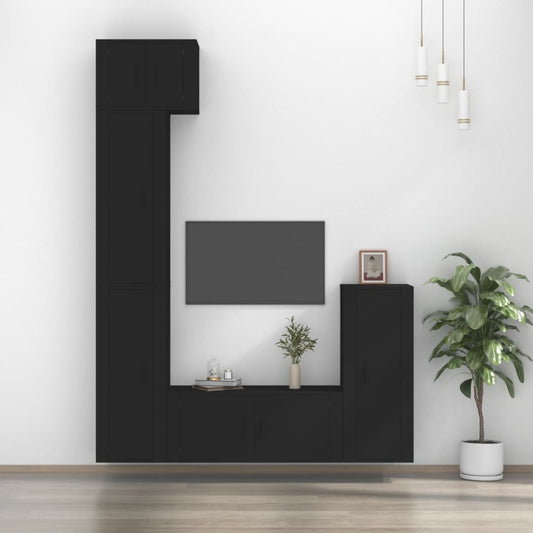 vidaXL 5 Piece TV Cabinet Set Black Engineered Wood