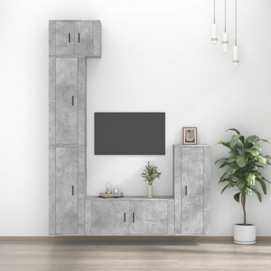 vidaXL 5 Piece TV Cabinet Set Concrete Grey Engineered Wood