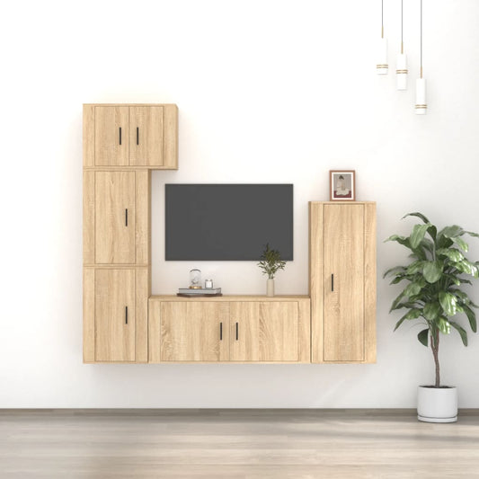 vidaXL 5 Piece TV Cabinet Set Sonoma Oak Engineered Wood