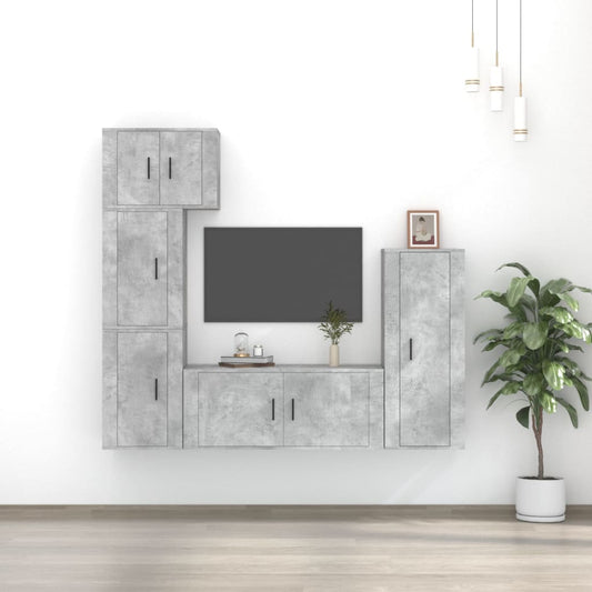 vidaXL 5 Piece TV Cabinet Set Concrete Grey Engineered Wood