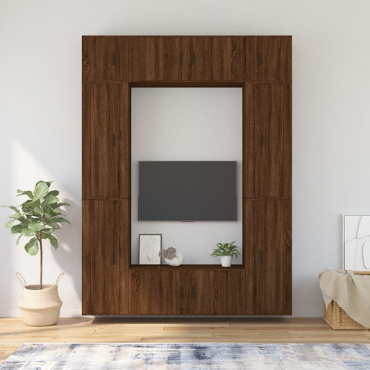 vidaXL 8 Piece TV Cabinet Set Brown Oak Engineered Wood