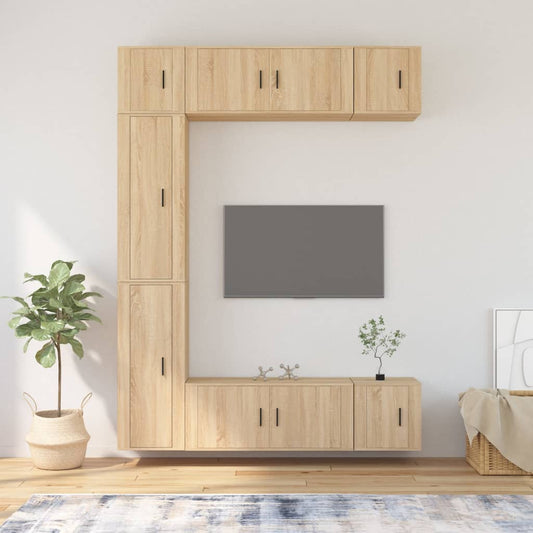 vidaXL 7 Piece TV Cabinet Set Sonoma Oak Engineered Wood