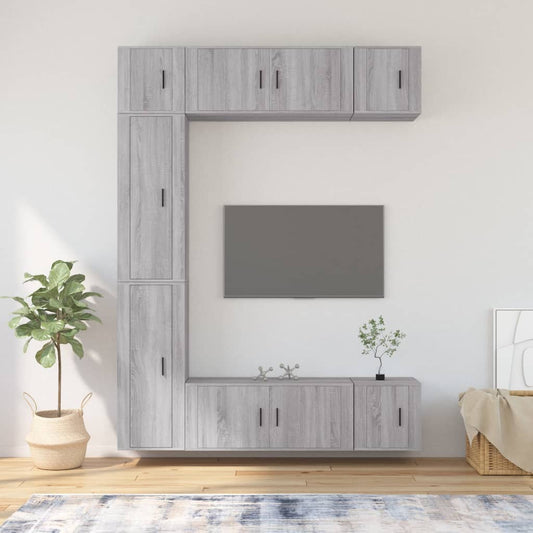 vidaXL 7 Piece TV Cabinet Set Grey Sonoma Engineered Wood