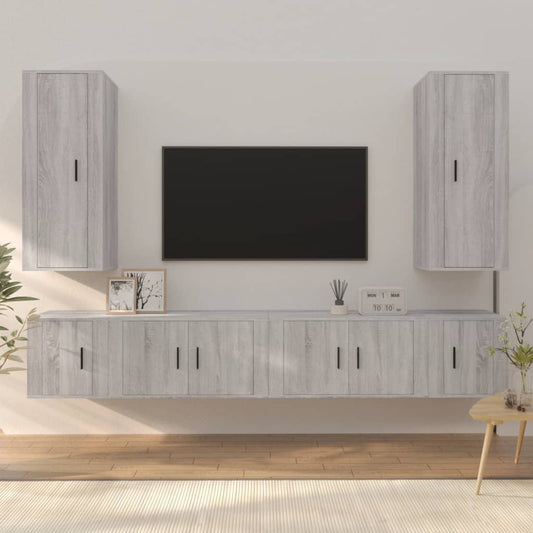 vidaXL 6 Piece TV Cabinet Set Grey Sonoma Engineered Wood