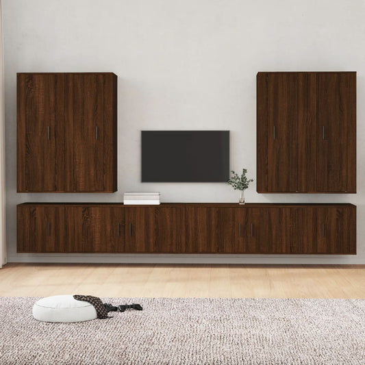 vidaXL 8 Piece TV Cabinet Set Brown Oak Engineered Wood
