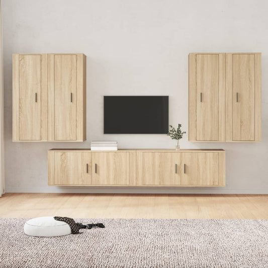 vidaXL 6 Piece TV Cabinet Set Sonoma Oak Engineered Wood