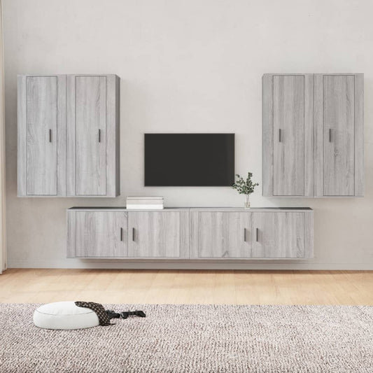 vidaXL 6 Piece TV Cabinet Set Grey Sonoma Engineered Wood