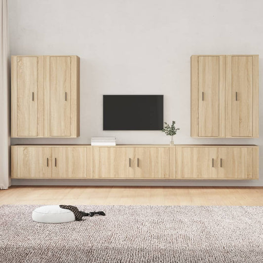 vidaXL 7 Piece TV Cabinet Set Sonoma Oak Engineered Wood