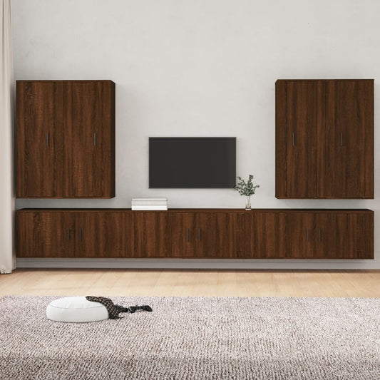 vidaXL 7 Piece TV Cabinet Set Brown Oak Engineered Wood
