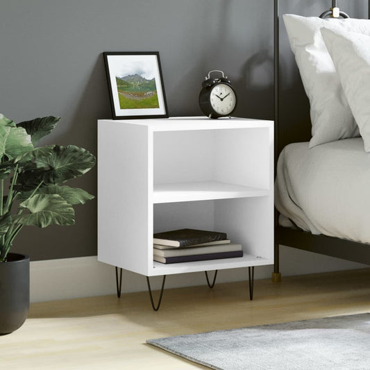 vidaXL Bedside Cabinet White 40x30x50 cm Engineered Wood