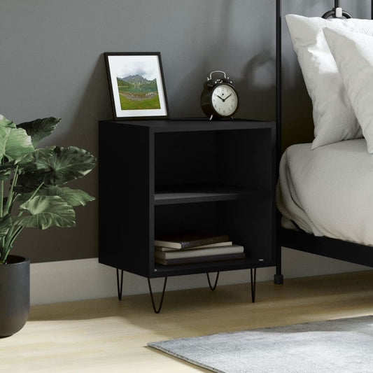 vidaXL Bedside Cabinet Black 40x30x50 cm Engineered Wood