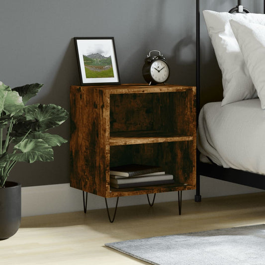 vidaXL Bedside Cabinet Smoked Oak 40x30x50 cm Engineered Wood