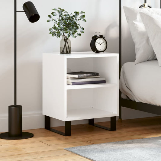 vidaXL Bedside Cabinet High Gloss White 40x30x50 cm Engineered Wood
