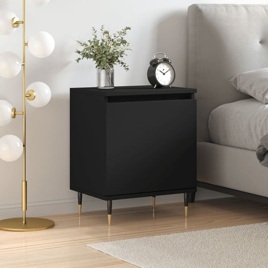 vidaXL Bedside Cabinet Black 40x30x50 cm Engineered Wood