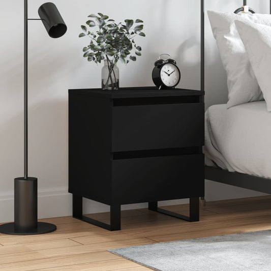 vidaXL Bedside Cabinet Black 40x35x50 cm Engineered Wood