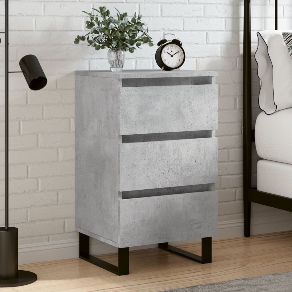 vidaXL Bedside Cabinet Concrete Grey 40x35x69 cm Engineered Wood