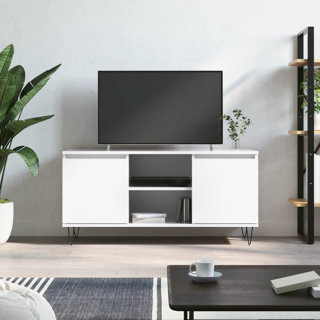 vidaXL TV Cabinet High Gloss White 104x35x50 cm Engineered Wood