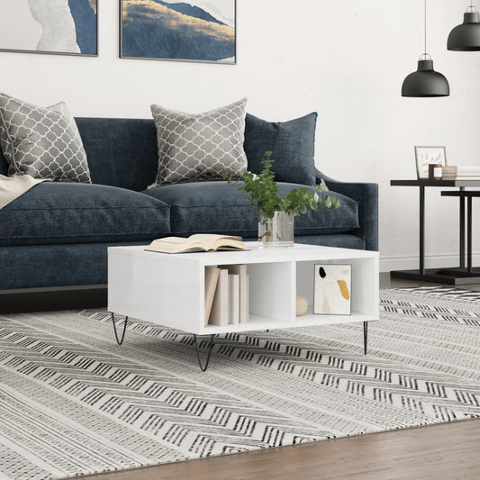 vidaXL Coffee Table High Gloss White 60x60x30 cm Engineered Wood