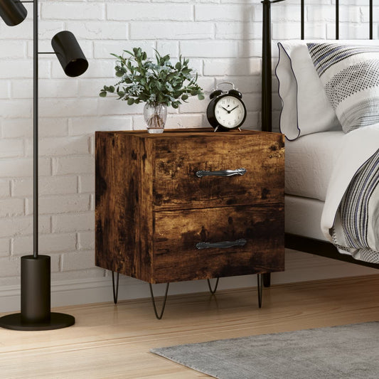 vidaXL Bedside Cabinet Smoked Oak 40x35x47.5 cm Engineered Wood