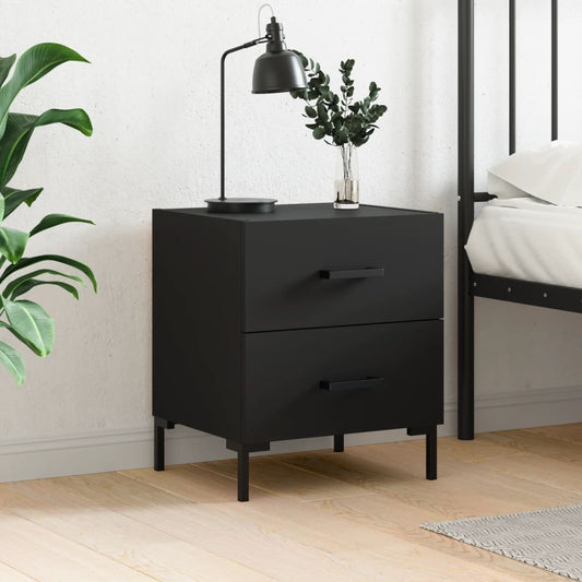 vidaXL Bedside Cabinet Black 40x35x47.5 cm Engineered Wood