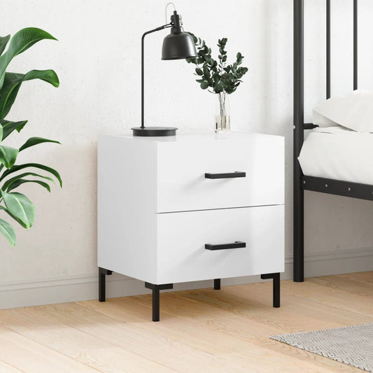 vidaXL Bedside Cabinet High Gloss White 40x35x47.5 cm Engineered Wood