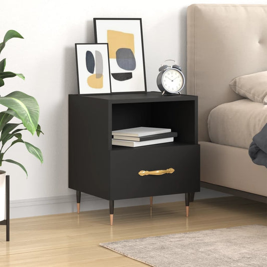 vidaXL Bedside Cabinet Black 40x35x47.5 cm Engineered Wood