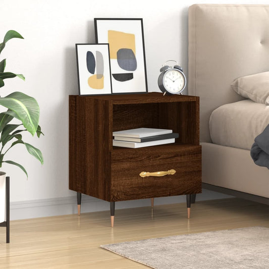 vidaXL Bedside Cabinet Brown Oak 40x35x47.5 cm Engineered Wood