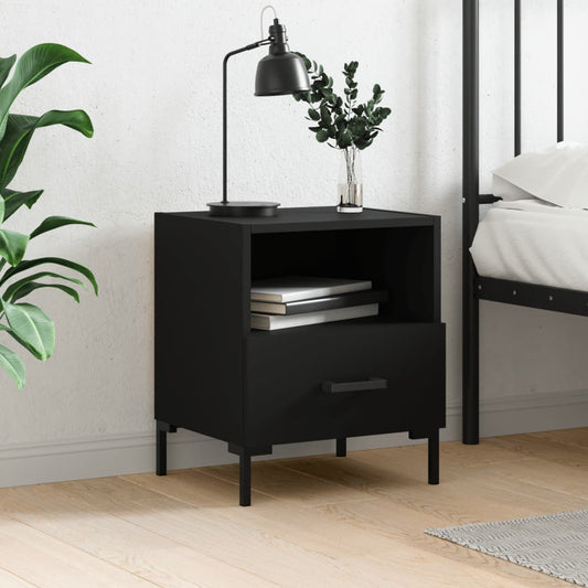 vidaXL Bedside Cabinet Black 40x35x47.5 cm Engineered Wood