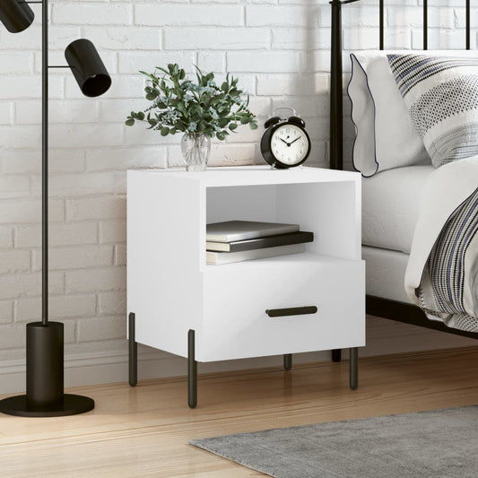 vidaXL Bedside Cabinet White 40x35x47.5 cm Engineered Wood