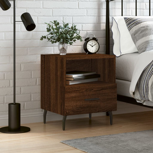 vidaXL Bedside Cabinet Brown Oak 40x35x47.5 cm Engineered Wood