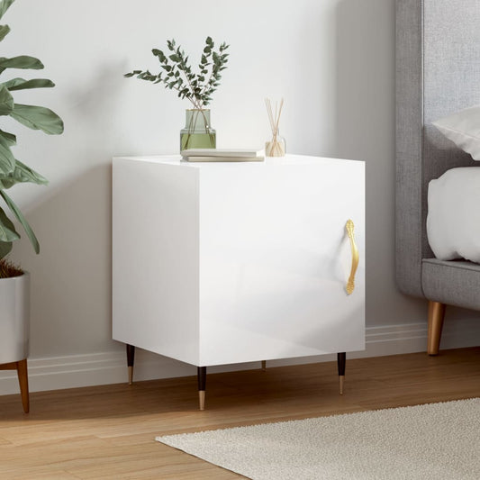 vidaXL Bedside Cabinet High Gloss White 40x40x50 cm Engineered Wood