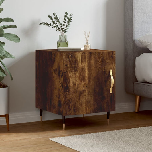 vidaXL Bedside Cabinet Smoked Oak 40x40x50 cm Engineered Wood