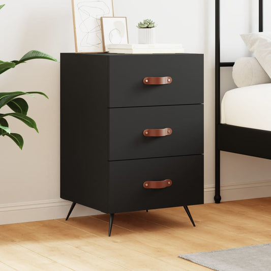 vidaXL Bedside Cabinet Black 40x40x66 cm Engineered Wood