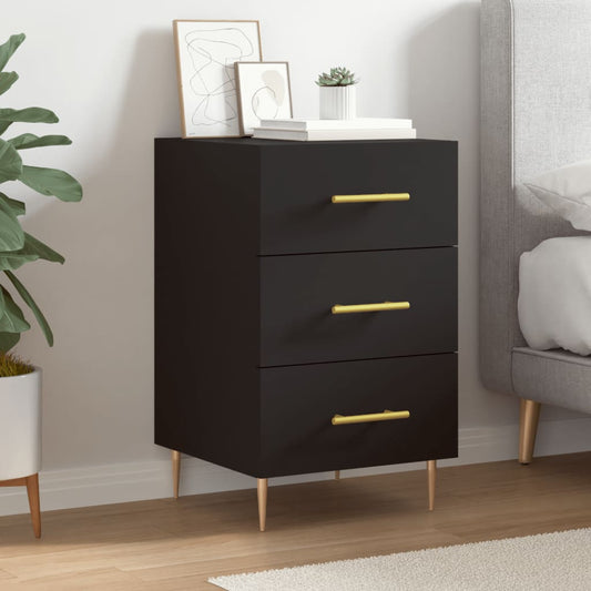 vidaXL Bedside Cabinet Black 40x40x66 cm Engineered Wood