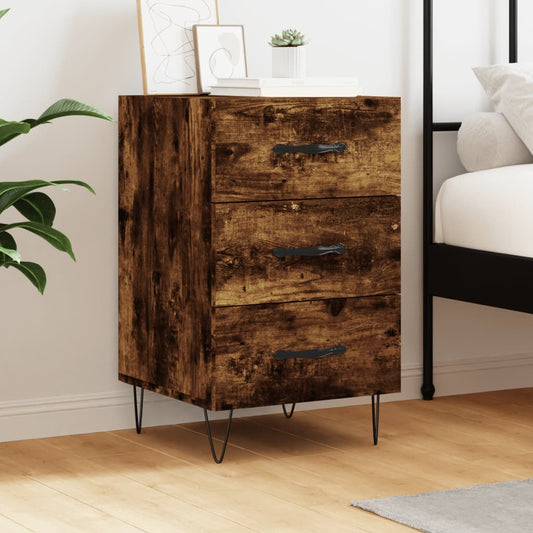vidaXL Bedside Cabinet Smoked Oak 40x40x66 cm Engineered Wood