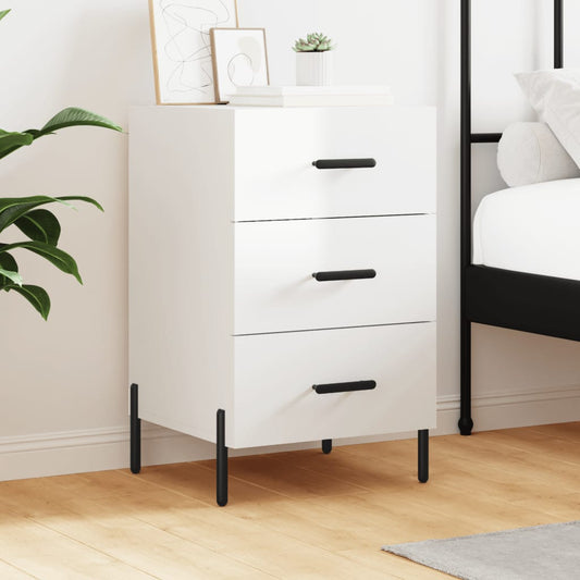 vidaXL Bedside Cabinet High Gloss White 40x40x66 cm Engineered Wood