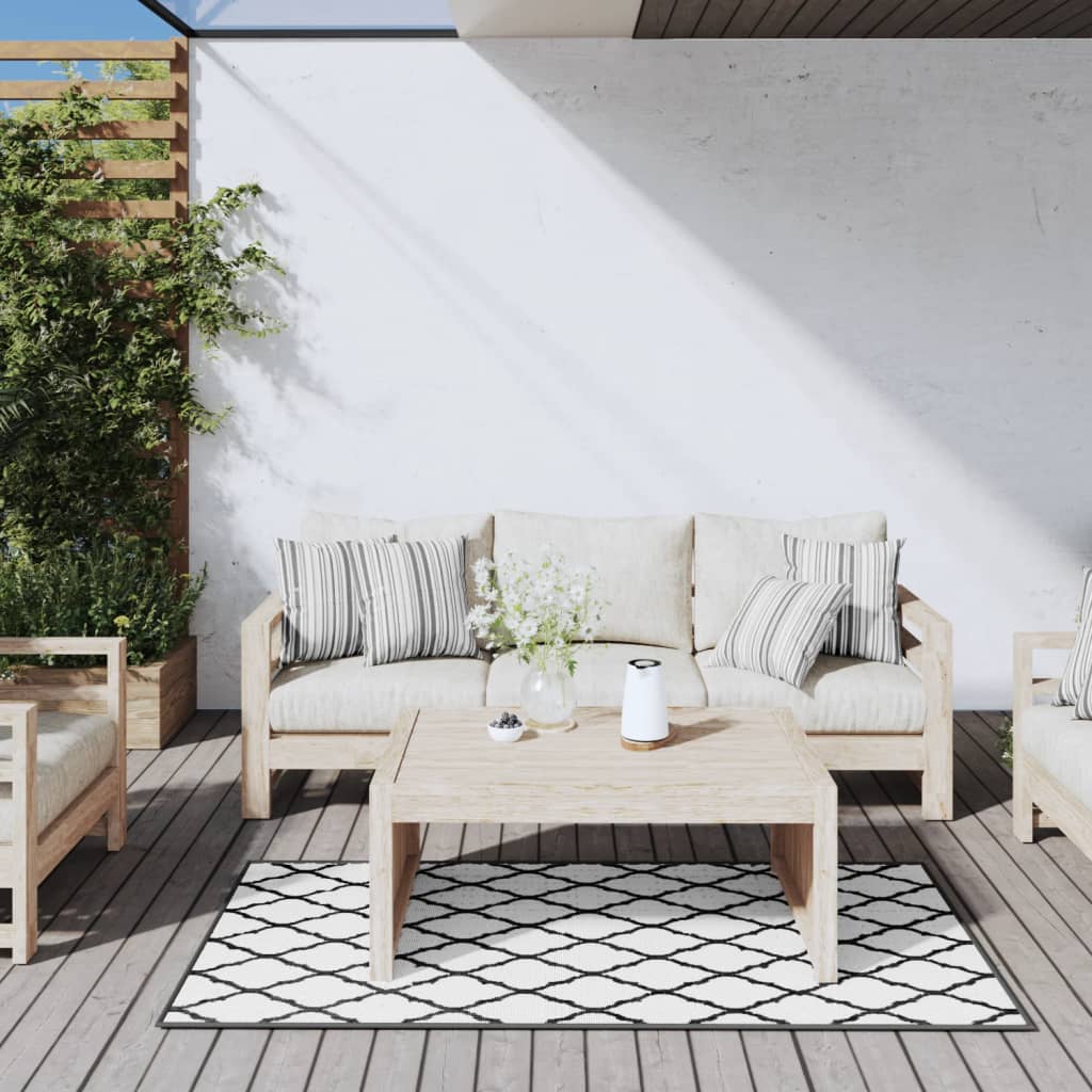 vidaXL Outdoor Rug Grey and White 80x150 cm Reversible Design