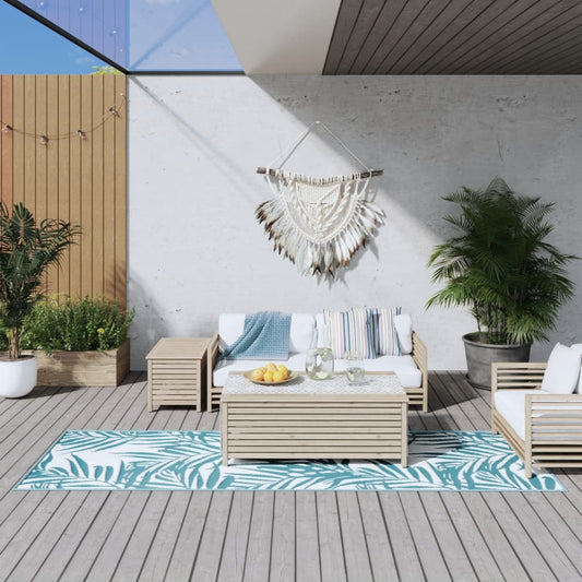 vidaXL Outdoor Rug Aqua and White 80x250 cm Reversible Design