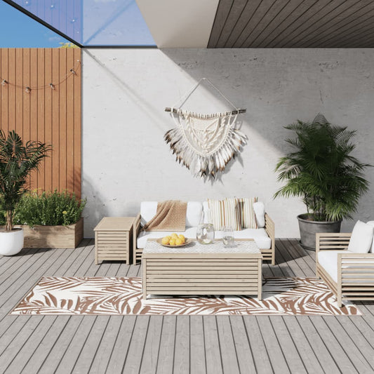 vidaXL Outdoor Rug Brown and White 80x250 cm Reversible Design