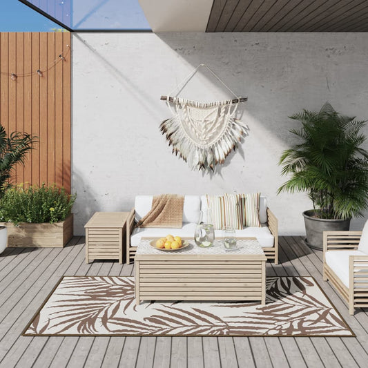 vidaXL Outdoor Rug Brown and White 100x200 cm Reversible Design