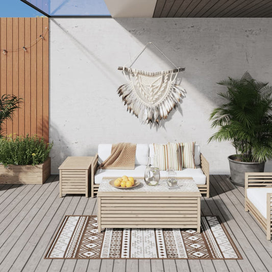 vidaXL Outdoor Rug Brown and White 80x150 cm Reversible Design