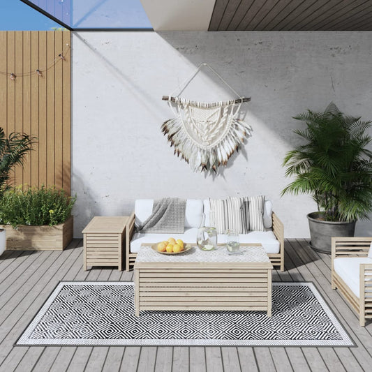 vidaXL Outdoor Rug Grey and White 100x200 cm Reversible Design