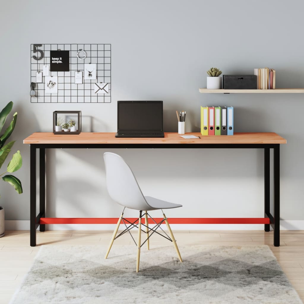 vidaXL Workbench 200x55x81.5 cm Solid Wood Beech and Metal