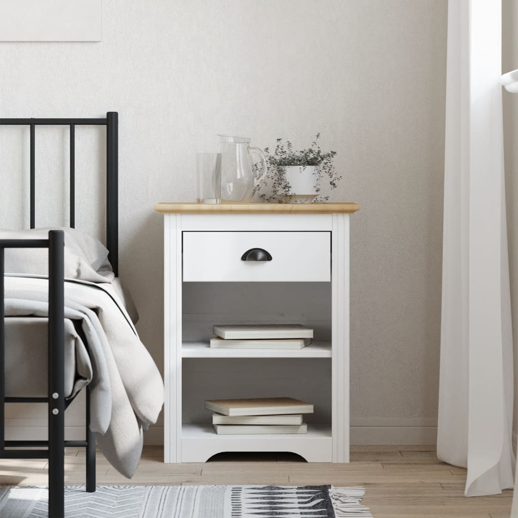 vidaXL Bedside Cabinet BODO Brown 53x38.5x66 cm Solid Wood Pine