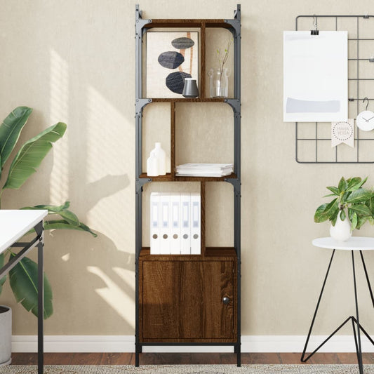 vidaXL Bookcase with Door Brown Oak 44.5x30x154.5 cm Engineered Wood