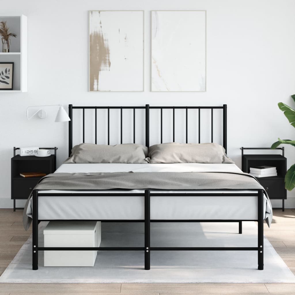 vidaXL Bedside Cabinets Wall-mounted 2 pcs Black 40x30x61 cm Engineered Wood